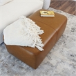 Maklaine Modern Living Room Tan Genuine Leather Rectangle Ottoman