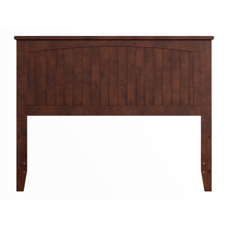 Maklaine Full Coastal Solid Wood Panel Headboard in Walnut Finish
