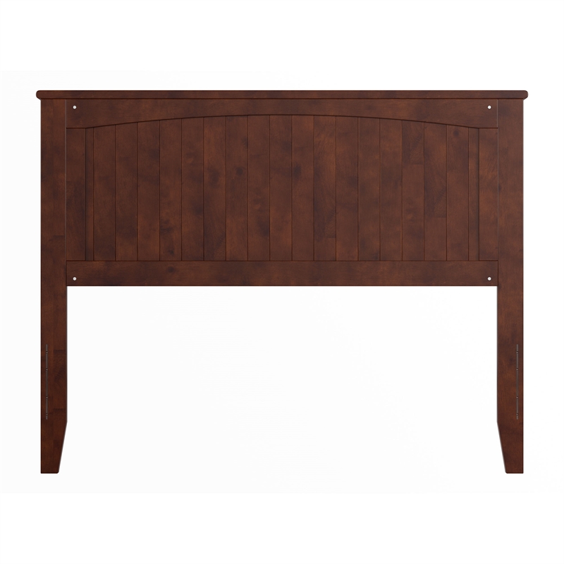 Maklaine Full Coastal Solid Wood Panel Headboard in Walnut Finish