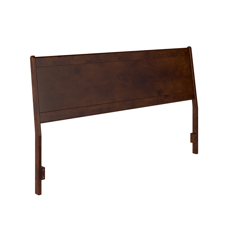 Maklaine King Sized Solid Hardwood Panel Headboard in Walnut Brown