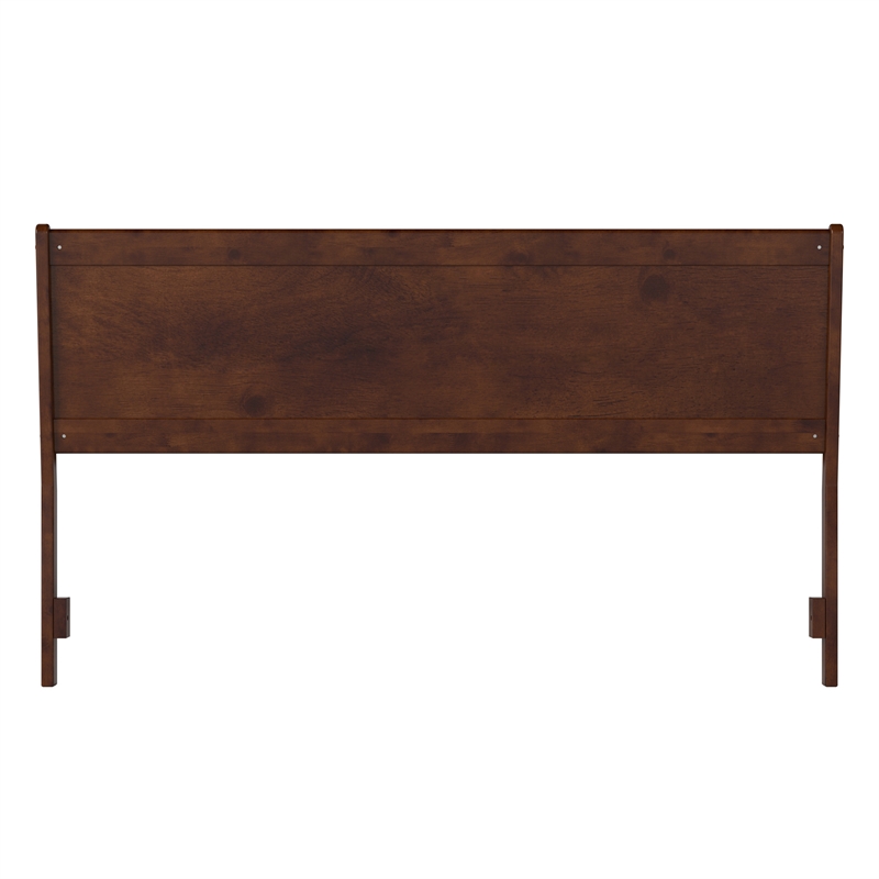 Maklaine King Sized Solid Hardwood Panel Headboard in Walnut Brown