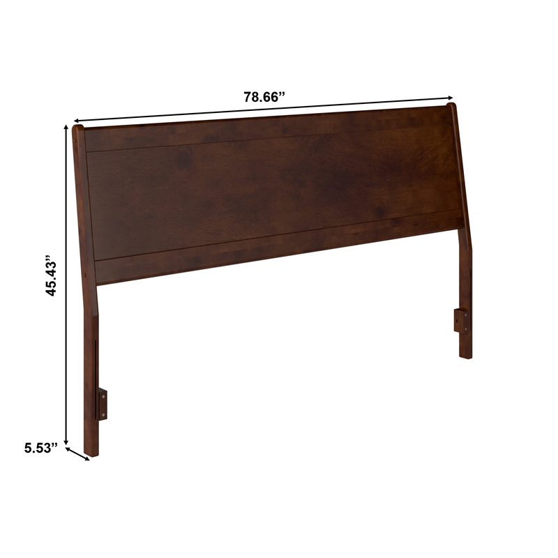 Maklaine King Sized Solid Hardwood Panel Headboard in Walnut Brown