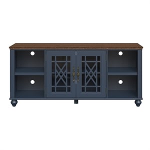 Maklaine 60&quot Vintage TV Stand with Carved Doors for TVs Up to 70&quot - Navy