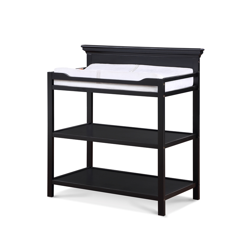 Maklaine Contemporary Wood Universal Changing Table in Black