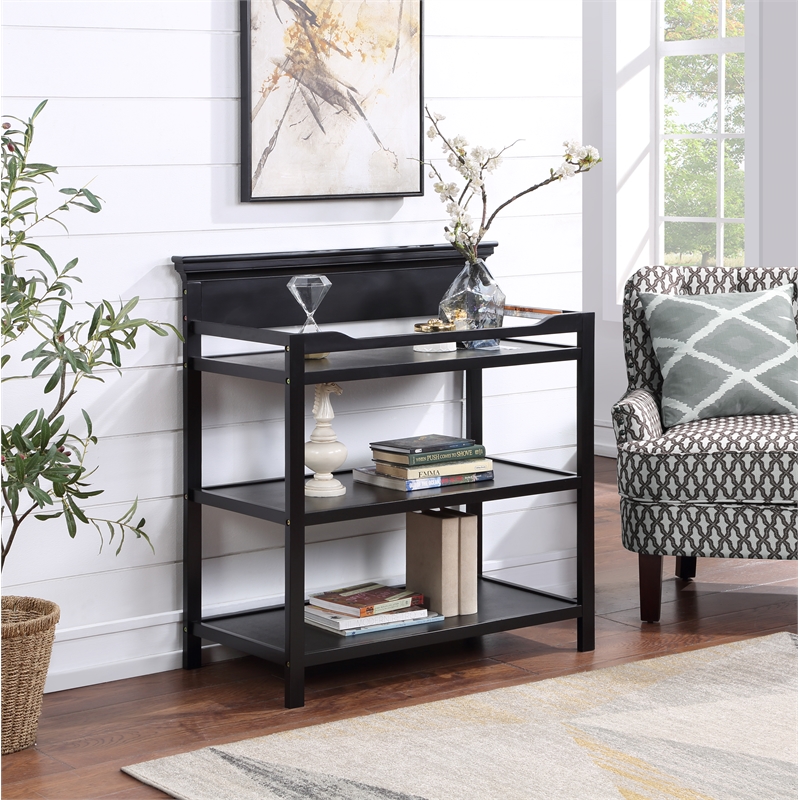 Maklaine Contemporary Wood Universal Changing Table in Black