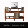 Maklaine Contemporary Wood Large Record Storage Console Walnut