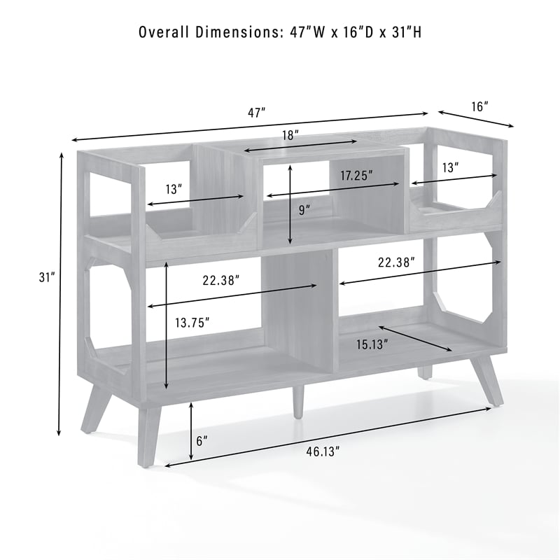 Maklaine Contemporary Wood Large Record Storage Console Walnut