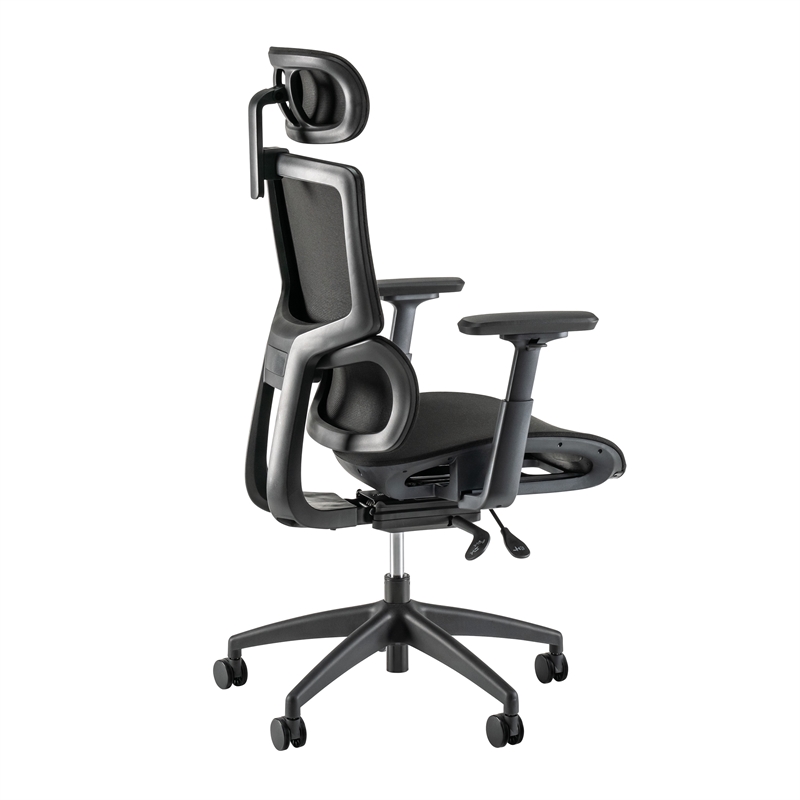 Maklaine High Back Ergonomic Office Chair with Lumbar Support in Black Fabric