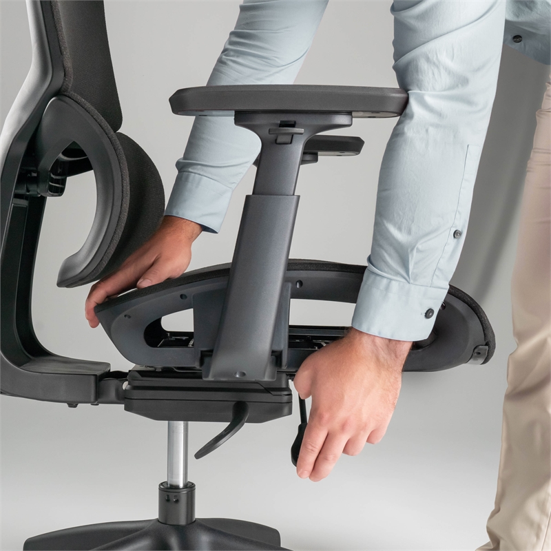 Maklaine High Back Ergonomic Office Chair with Lumbar Support in Black Fabric