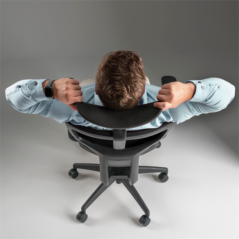 Maklaine High Back Ergonomic Office Chair with Lumbar Support in Black Fabric