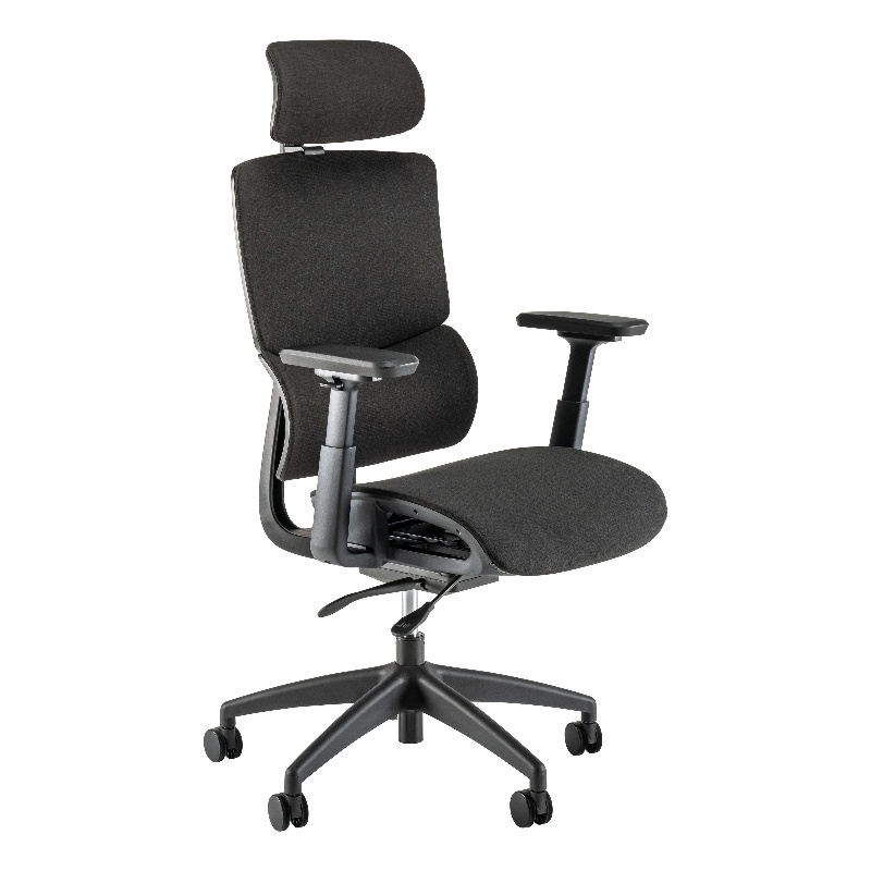 Maklaine High Back Ergonomic Office Chair with Lumbar Support in Black Fabric