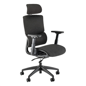 Maklaine High Back Ergonomic Office Chair with Lumbar Support in Black Fabric