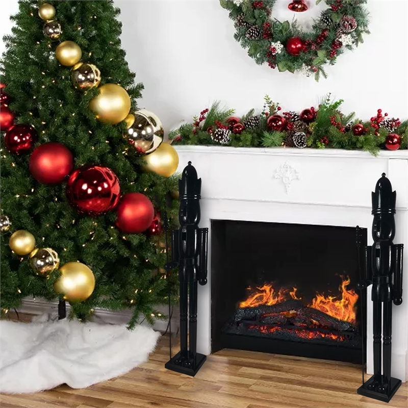 Maklaine Contemporary 36 Inch Solid Wood Black King Nutcracker