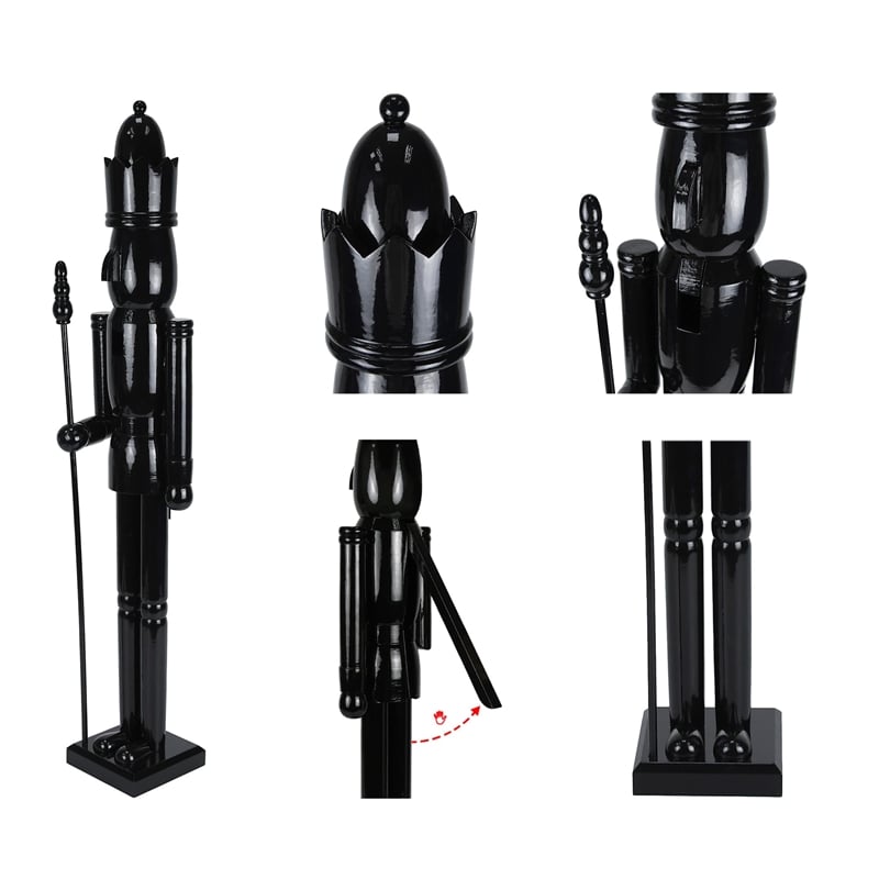 Maklaine Contemporary 36 Inch Solid Wood Black King Nutcracker