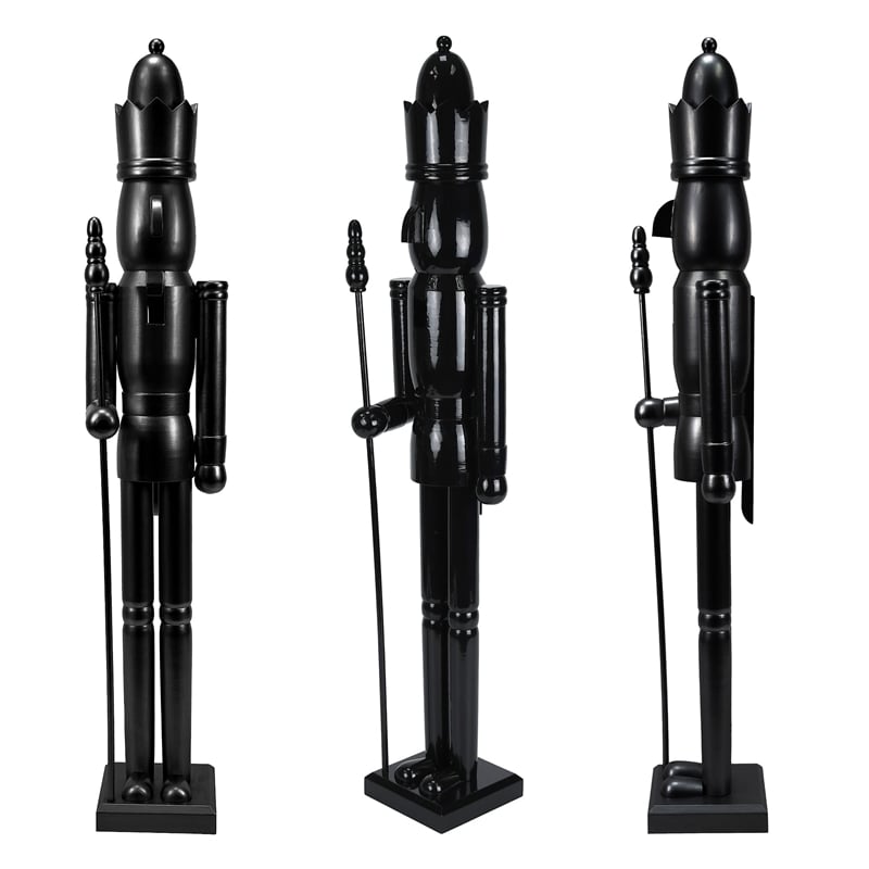 Maklaine Contemporary 36 Inch Solid Wood Black King Nutcracker
