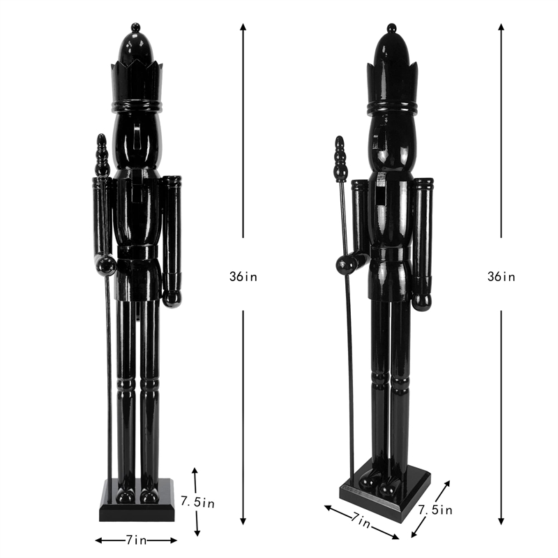 Maklaine Contemporary 36 Inch Solid Wood Black King Nutcracker