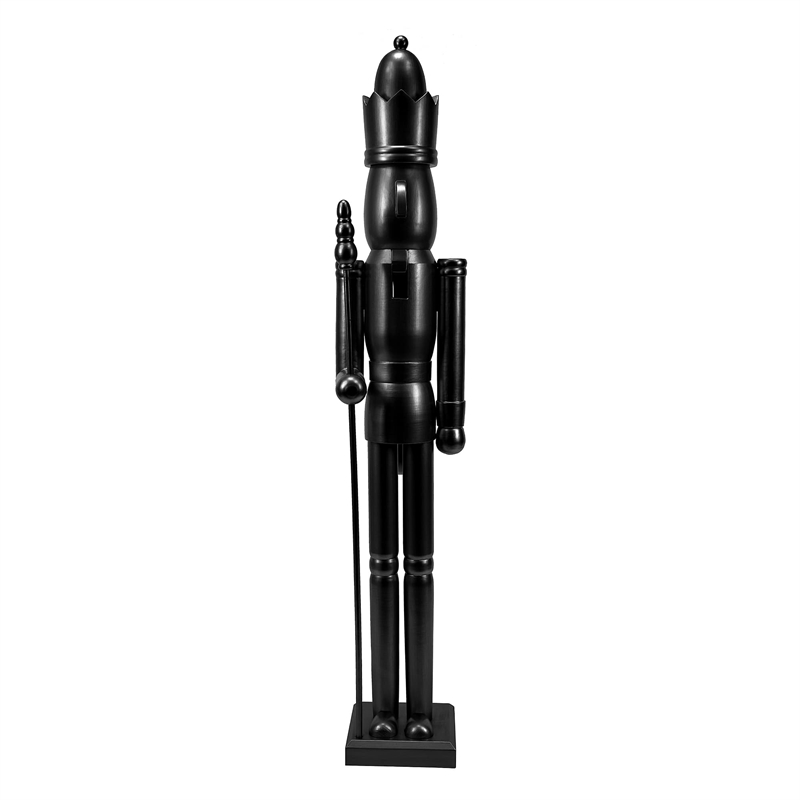 Maklaine Contemporary 36 Inch Solid Wood Black King Nutcracker