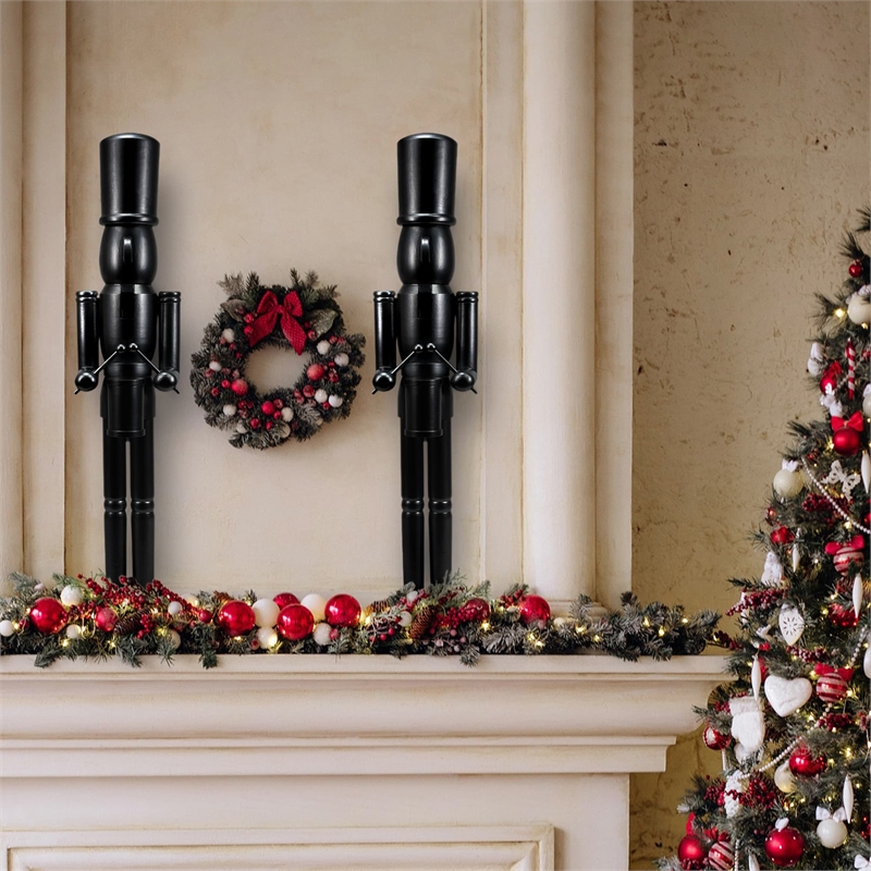 Maklaine Contemporary 36 Inch Wooden Black Soldier Drummer Nutcracker