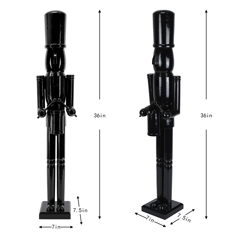 Maklaine Contemporary 36 Inch Wooden Black Soldier Drummer Nutcracker