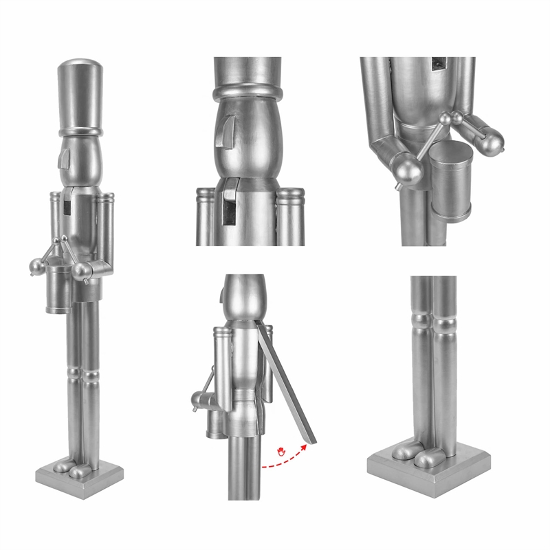 Maklaine Contemporary 36 Inch wooden Silver Soldier Drummer Nutcracker