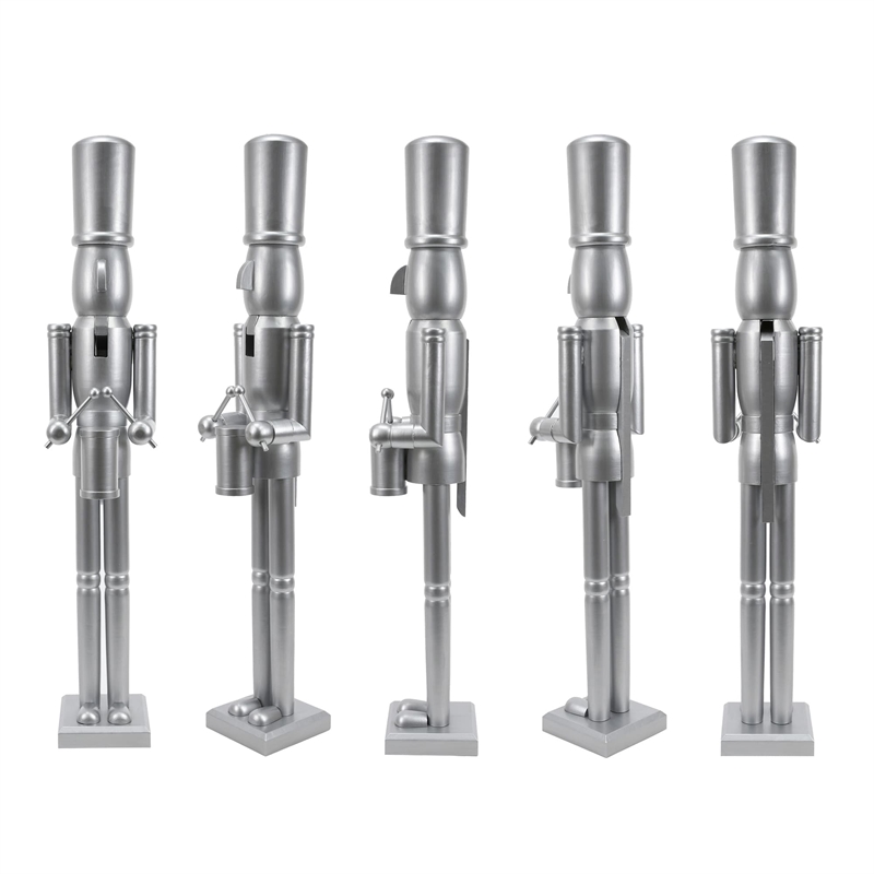 Maklaine Contemporary 36 Inch wooden Silver Soldier Drummer Nutcracker