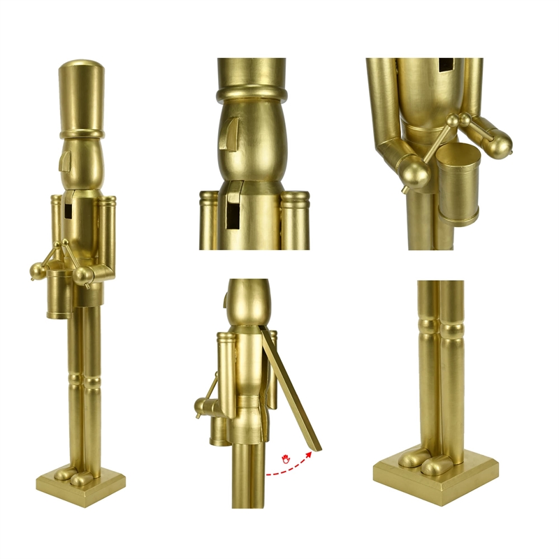 Maklaine Contemporary 36 Inch Wooden Gold Soldier Drummer Nutcracker