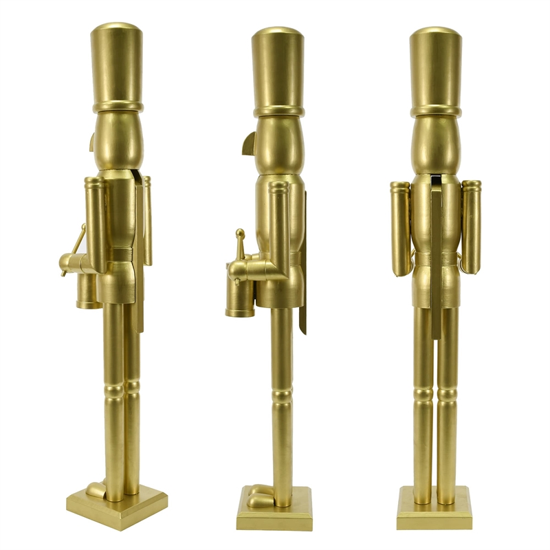 Maklaine Contemporary 36 Inch Wooden Gold Soldier Drummer Nutcracker