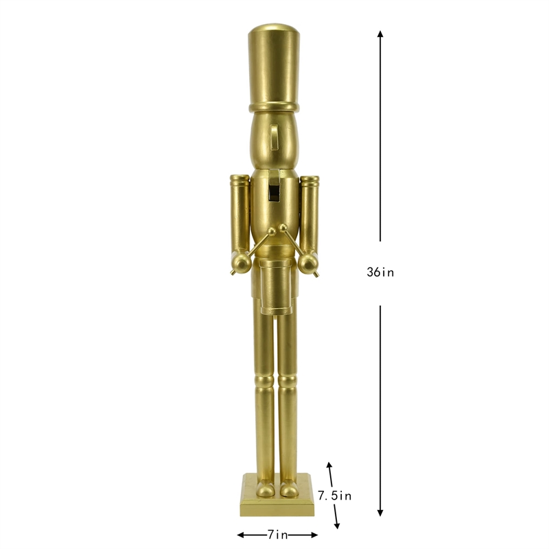 Maklaine Contemporary 36 Inch Wooden Gold Soldier Drummer Nutcracker