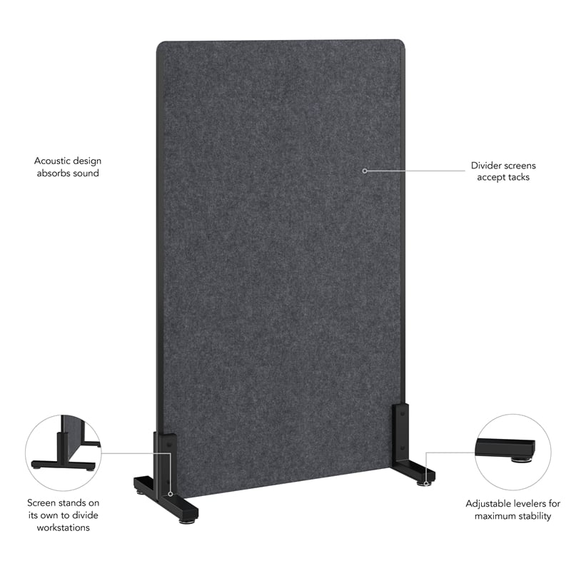 Maklaine Contemporary 34W x 55H Freestanding Privacy Screen in Charcoal