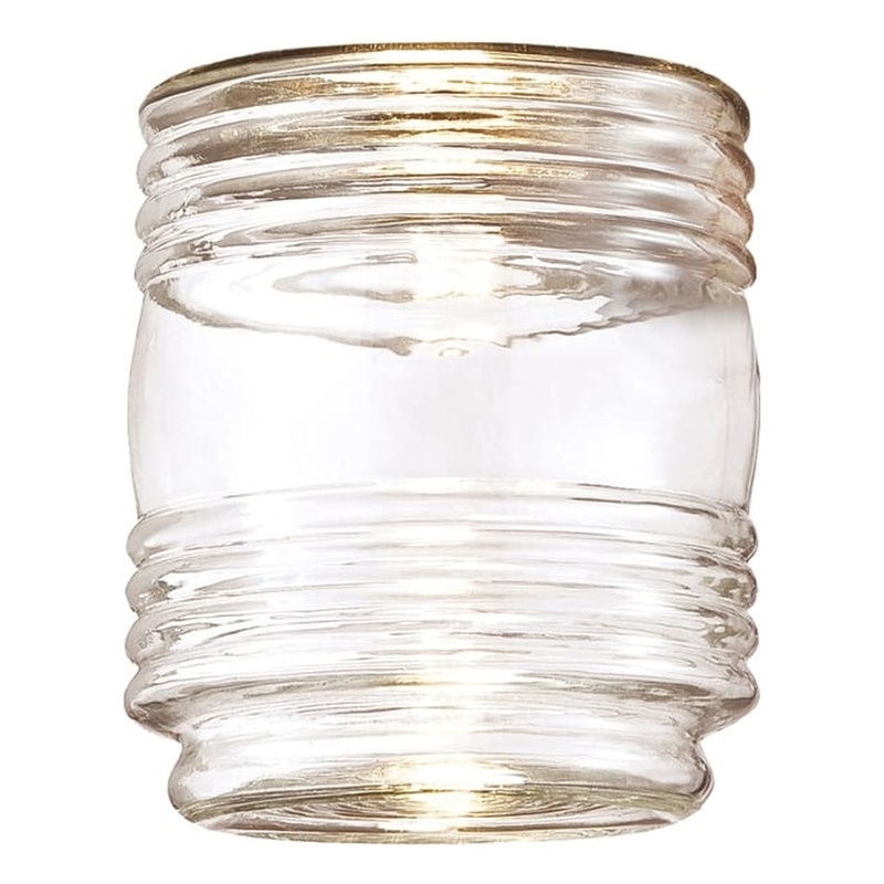 Maklaine Traditional Jelly Jar Light Replacement Glass Clear Cylinder