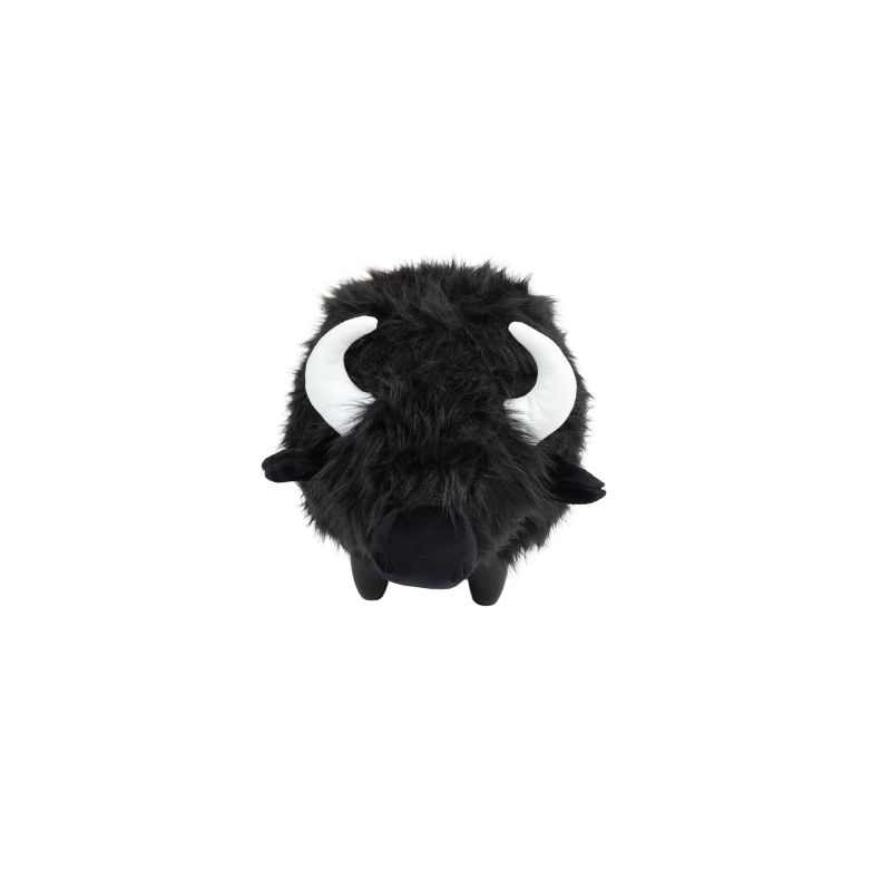 Maklaine Harry the Cow Storage Ottoman with Long Black Fur Wood Frame