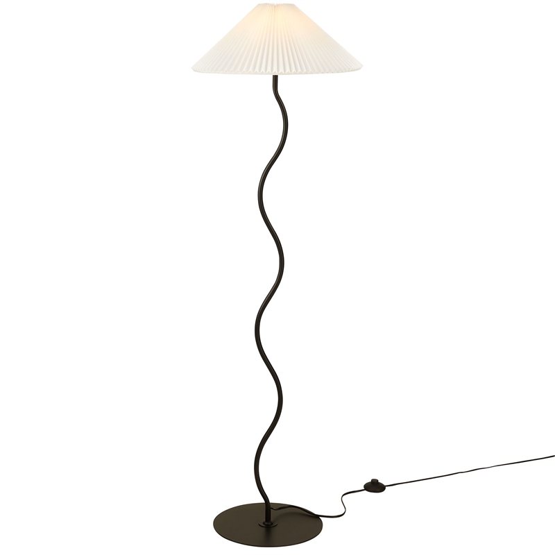 Maklaine Contemporary Wave Squiggle Floor Lamp in Black Finish