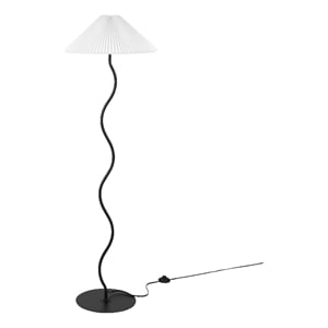 Maklaine Contemporary Wave Squiggle Floor Lamp in Black Finish