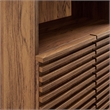 Maklaine Contemporary Tall Bathroom Storage Cabinet in Walnut