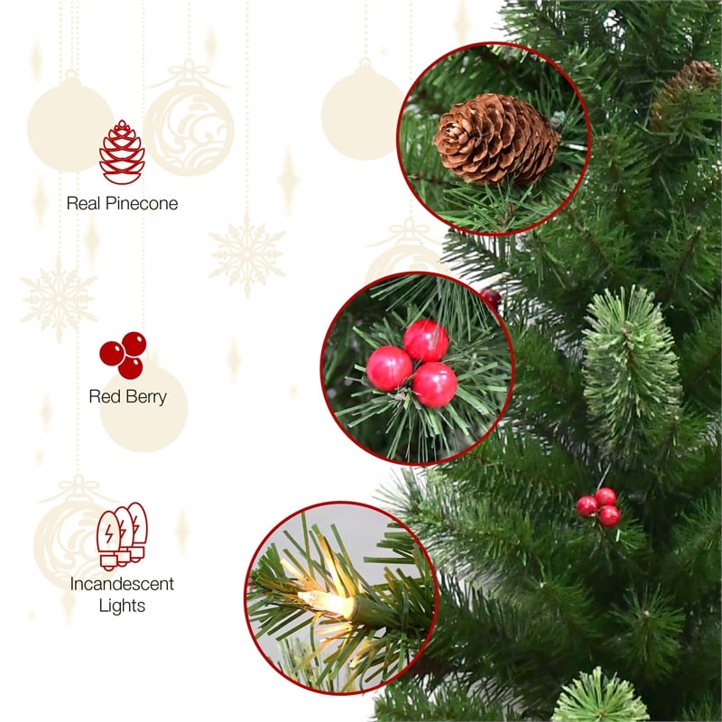 Maklaine Contemporary 2 Piece Plastic 3.5Ft Pre-Lit Green Pot Tree