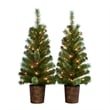 Maklaine Contemporary 2 Piece Plastic 3.5Ft Pre-Lit Green Pot Tree