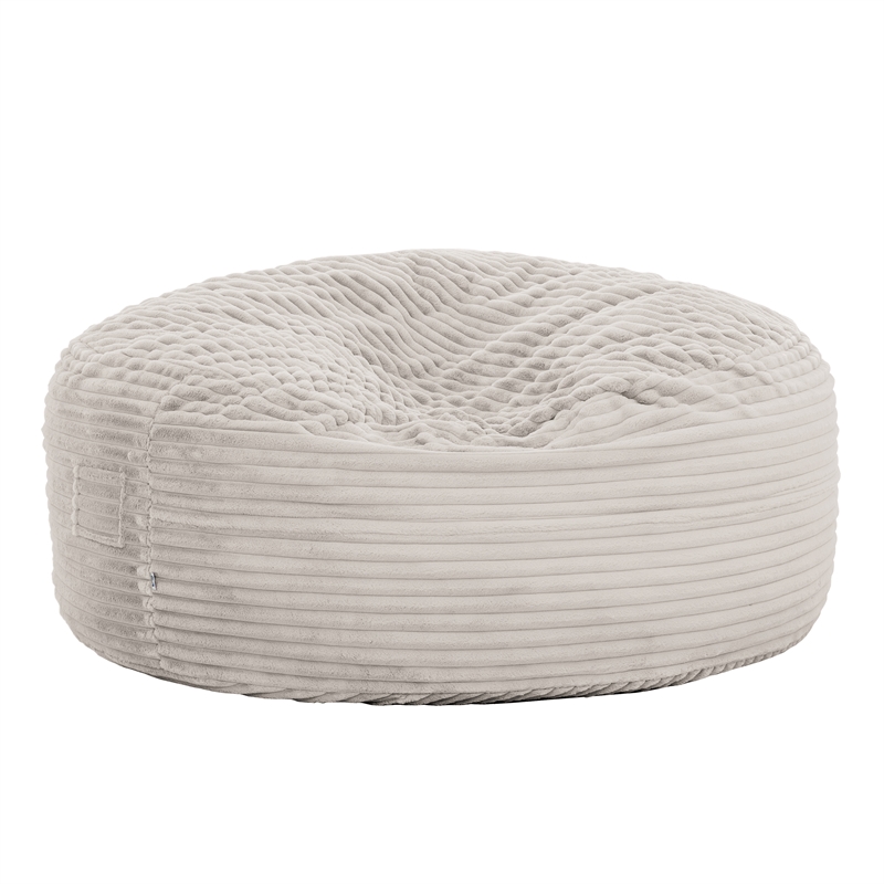 Maklaine 5ft Taupe Faux Fur Foam Bean Bag Lounger with Shredded Foam