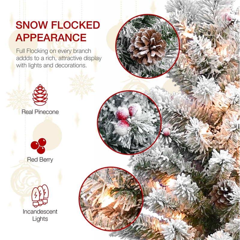 Maklaine Contemporary 2 Piece 3.5 Ft Pre-Lit Flocked Pot Tree