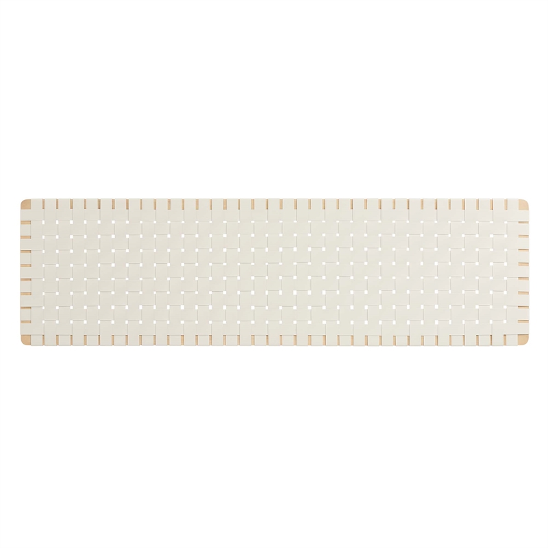Maklaine Weave Wall-Mount Vegan Leather King Headboard in Natural Beige