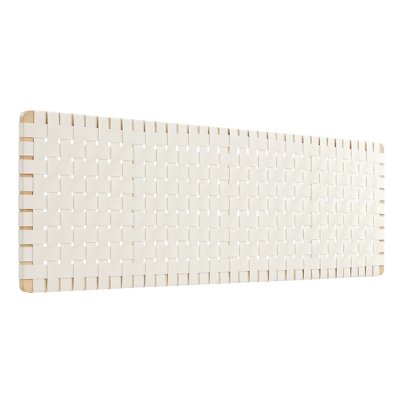 Maklaine Weave Wall-Mount Vegan Leather King Headboard in Natural Beige