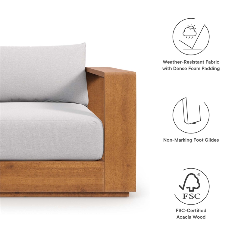 Maklaine Outdoor Patio Acacia Wood Chair in Natural Light Gray