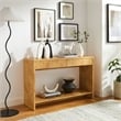 Maklaine Contemporary 2-Drawer Burl Wood Laminated Console Table in Brown