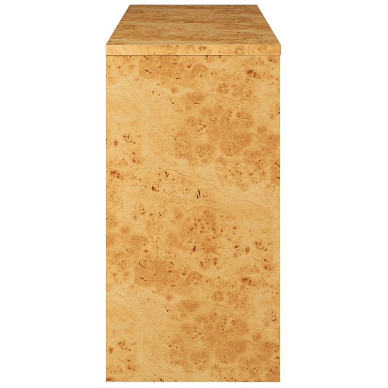 Maklaine Contemporary 2-Drawer Burl Wood Laminated Console Table in Brown