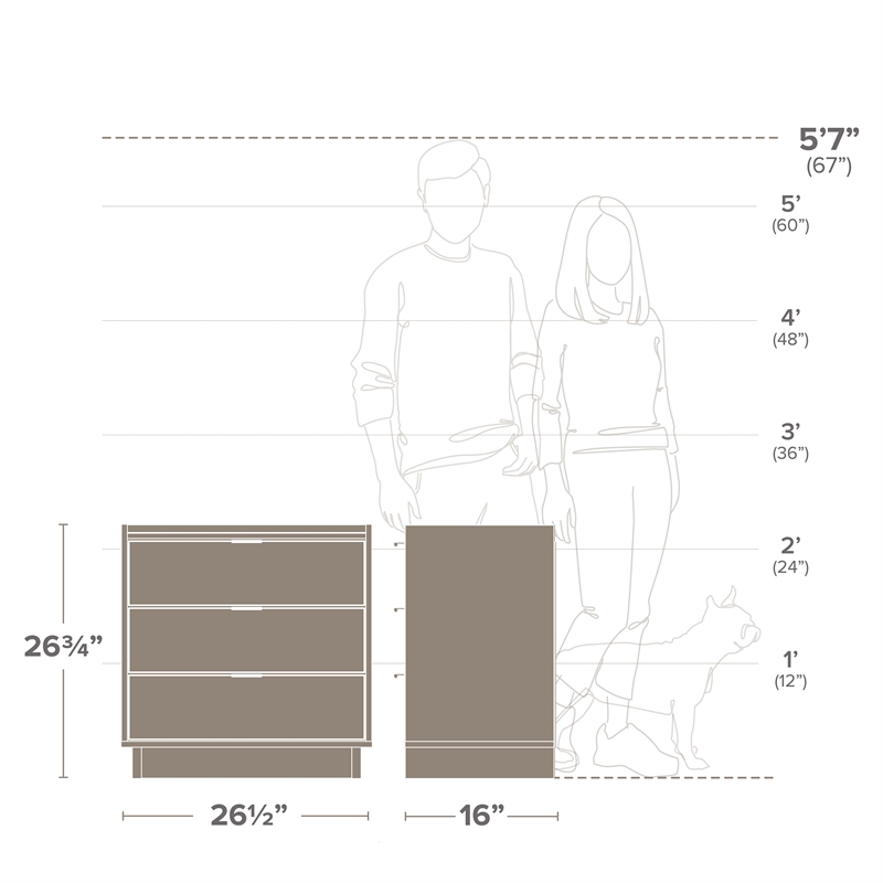 Maklaine Contemporary Engineered Wood 3 Drawer Nightstand in Oak