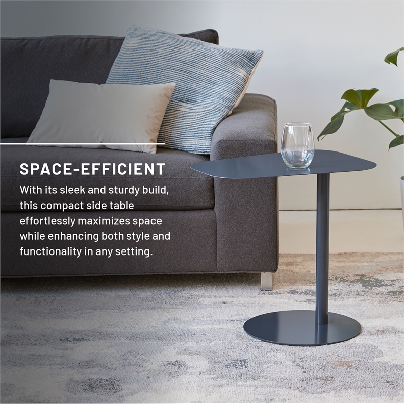 Maklaine Modern Metal End Table Space Saving C Shaped Design in Orange