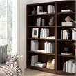 Maklaine Universal Tall 5 Shelf Bookcase in Black Walnut - Engineered Wood