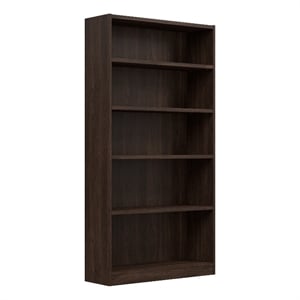 Maklaine Universal Tall 5 Shelf Bookcase in Black Walnut - Engineered Wood