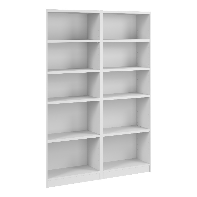 Maklaine Universal 25W Tall 5 Shelf Bookcase Set in White - Engineered Wood