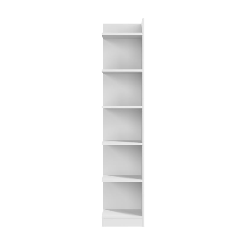 Maklaine Universal 15W Tall Corner Bookshelf in White - Engineered Wood