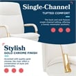 Maklaine Executive Mid-Back Office Chair Bonded Leather White and Gold